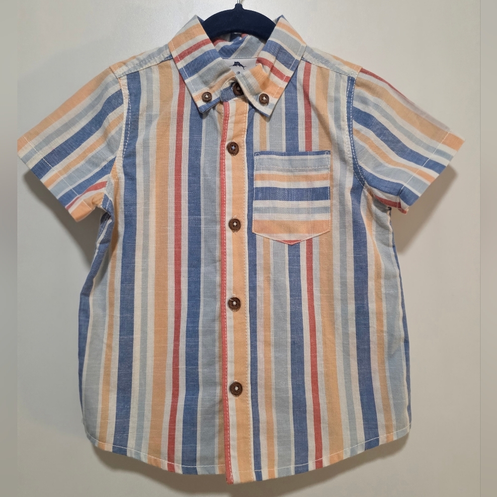 Tommy Bahama Kids Striped Blue and Orange Shirt